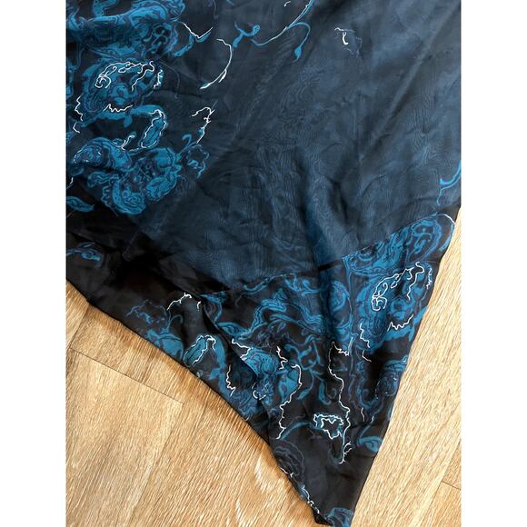 Vintage 90s Shelli Segal Aqua Teal Silk Midi Dress - Picture 5 of 8